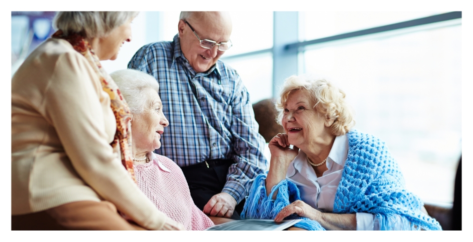 Seniors talking and laughing together