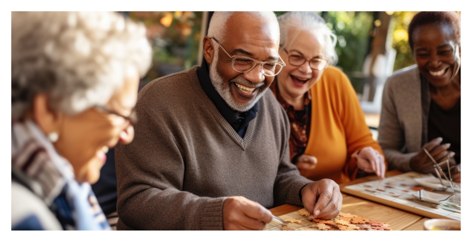 Seniors playing a game together